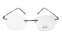 Soigné Female Medium Rimless Cat Eye Spectacle Frame.Blue