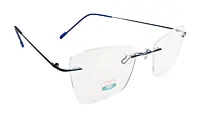 Soigné Female Medium Rimless Cat Eye Spectacle Frame.Blue