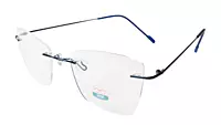 Soigné Female Medium Rimless Cat Eye Spectacle Frame.Blue