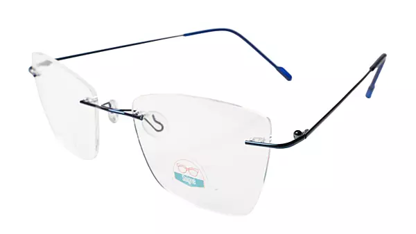 Soigné Female Medium Rimless Cat Eye Spectacle Frame.Blue