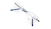 Soigné Female Medium Rimless Cat Eye Spectacle Frame.Blue