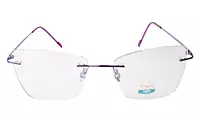 Soigné Female Medium Rimless Cat Eye Spectacle Frame.Purple Color