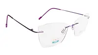 Soigné Female Medium Rimless Cat Eye Spectacle Frame.Purple Color