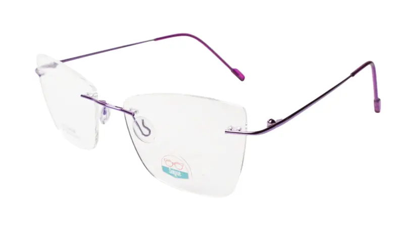 Soigné Female Medium Rimless Cat Eye Spectacle Frame.Purple Color