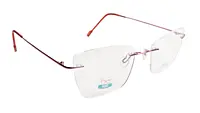 Soigné Female Medium Rimless Cat Eye Spectacle Frame.Pink Color