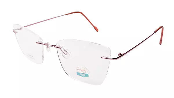 Soigné Female Medium Rimless Cat Eye Spectacle Frame.Pink Color