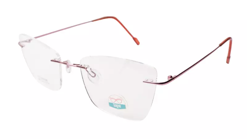 Soigné Female Medium Rimless Cat Eye Spectacle Frame.Pink Color
