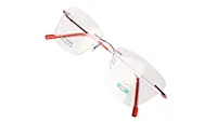 Soigné Female Medium Rimless Cat Eye Spectacle Frame.Pink Color
