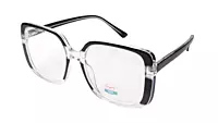 Soigné Unisex Oversized Square Spectacle Frame.Transparent&Black Color