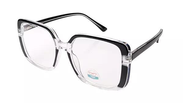 Soigné Unisex Oversized Square Spectacle Frame.Transparent&Black Color