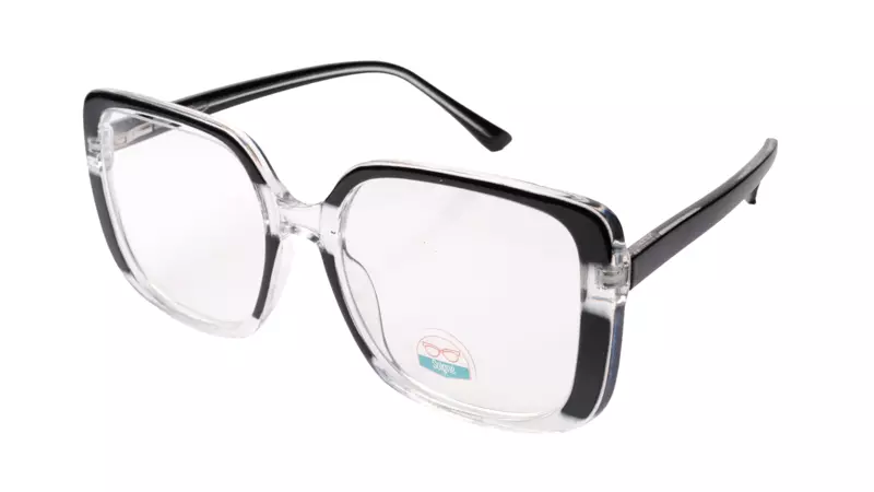 Soigné Unisex Oversized Square Spectacle Frame.Transparent&Black Color