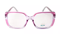 Soigné Female Oversized Square Spectacle Frame.Clear Purple&Transparent