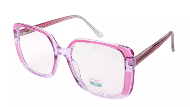Soigné Female Oversized Square Spectacle Frame.Clear Purple&Transparent