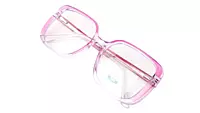 Soigné Female Oversized Square Spectacle Frame.Clear Purple&Transparent
