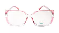 Soigné Female Oversized Square Spectacle Frame.Clear Pink&Transparent
