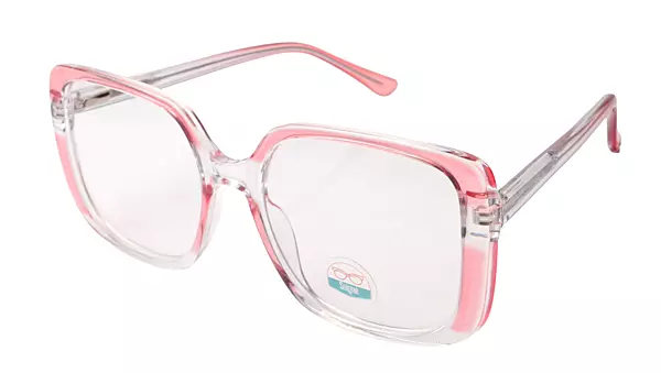 Soigné Female Oversized Square Spectacle Frame.Clear Pink&Transparent