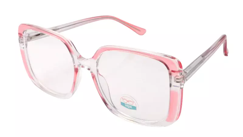 Soigné Female Oversized Square Spectacle Frame.Clear Pink&Transparent