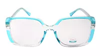 Soigné Unisex Oversized Square Spectacle Frame.Transparent&Clear Blue