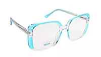 Soigné Unisex Oversized Square Spectacle Frame.Transparent&Clear Blue