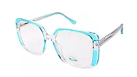 Soigné Unisex Oversized Square Spectacle Frame.Transparent&Clear Blue