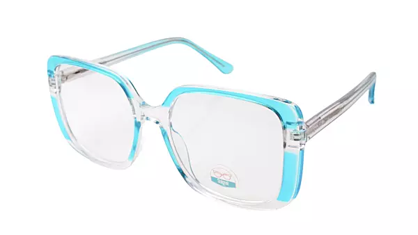 Soigné Unisex Oversized Square Spectacle Frame.Transparent&Clear Blue