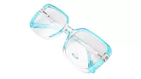 Soigné Unisex Oversized Square Spectacle Frame.Transparent&Clear Blue