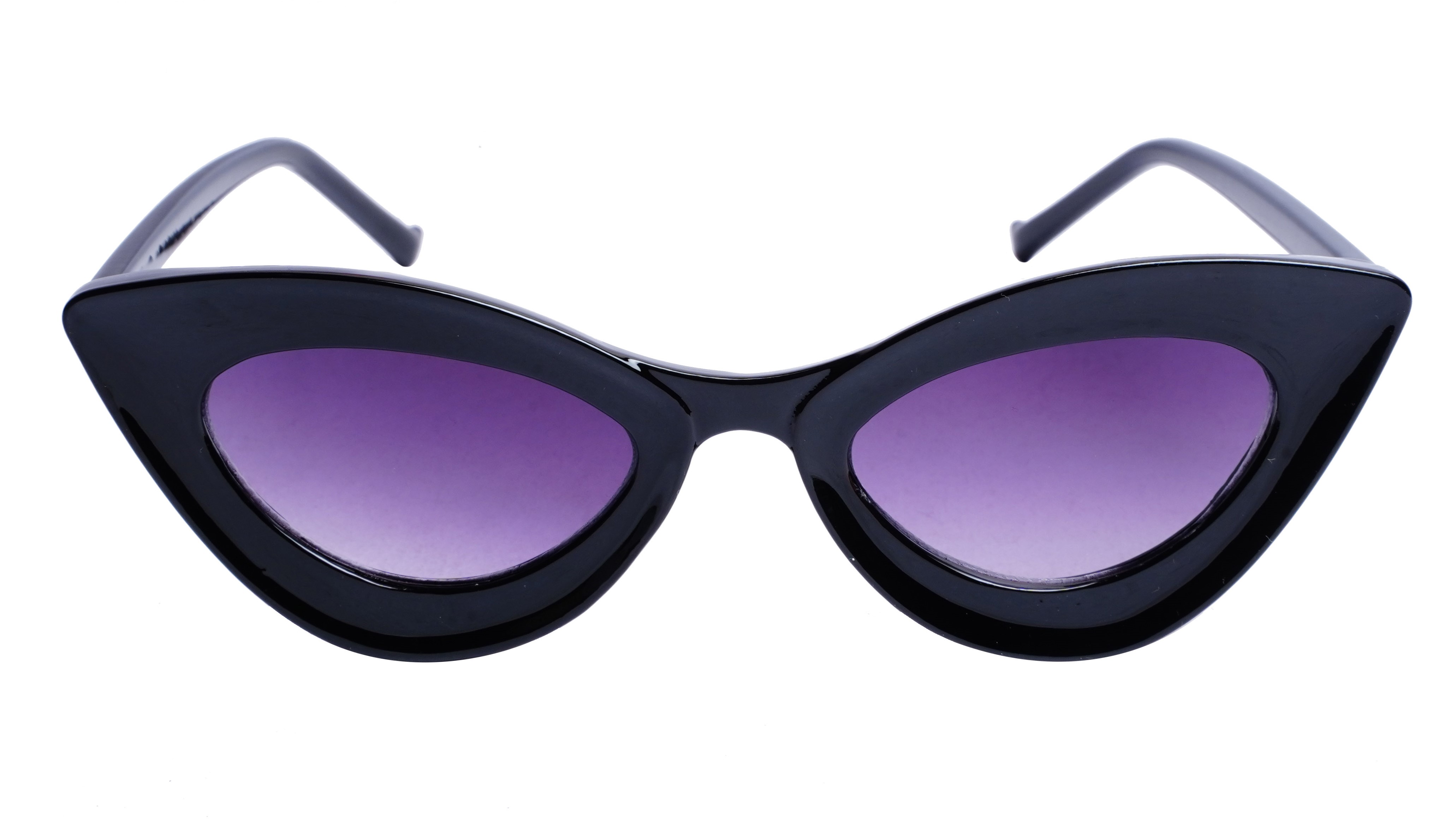 Soigné Female Large Cateye Sunglass.Glossy Black Frame