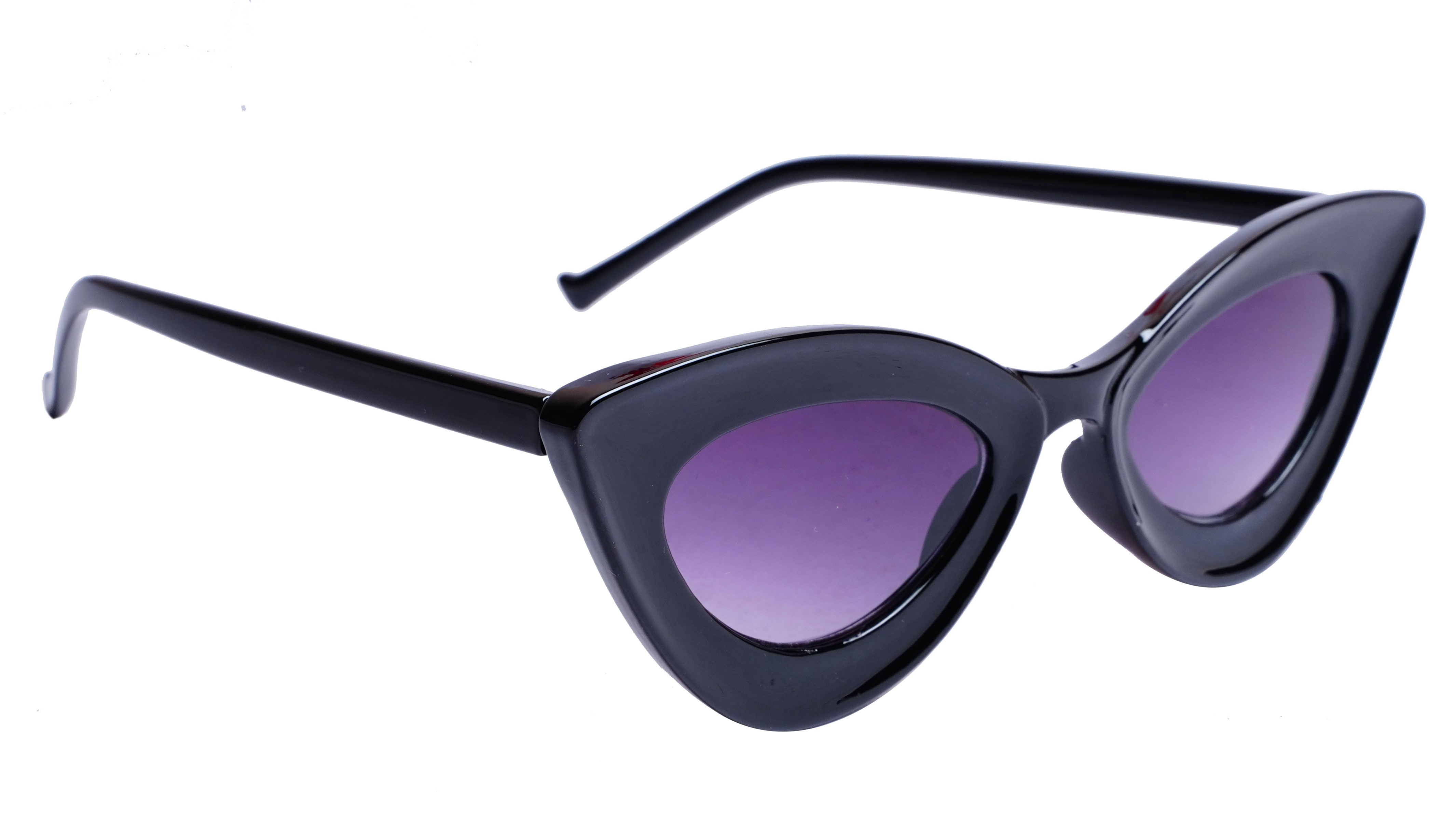 Soigné Female Large Cateye Sunglass.Glossy Black Frame