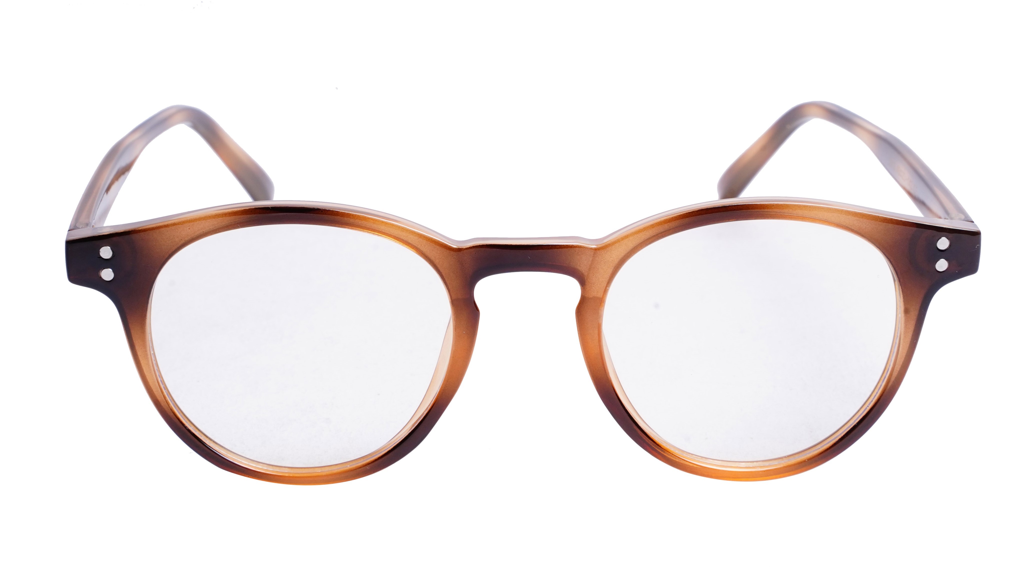 Soigné Unisex Medium Round Spectacle Frame.Light&Dark Brown