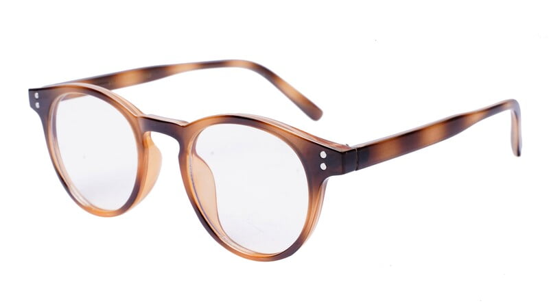 Soigné Unisex Medium Round Spectacle Frame.Light&Dark Brown
