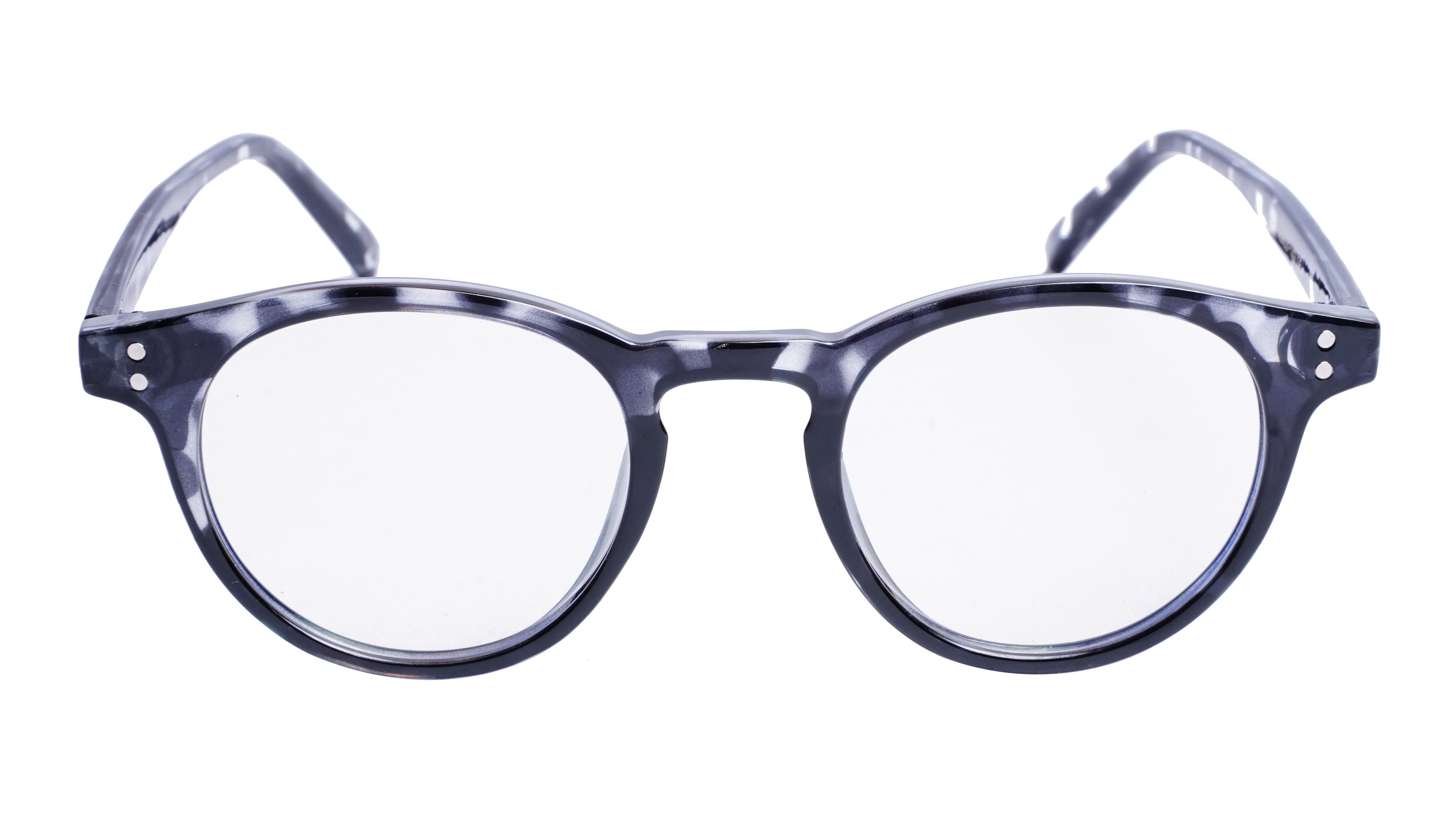 Soigné Unisex Medium Round Spectacle Frame.Black&Transparent