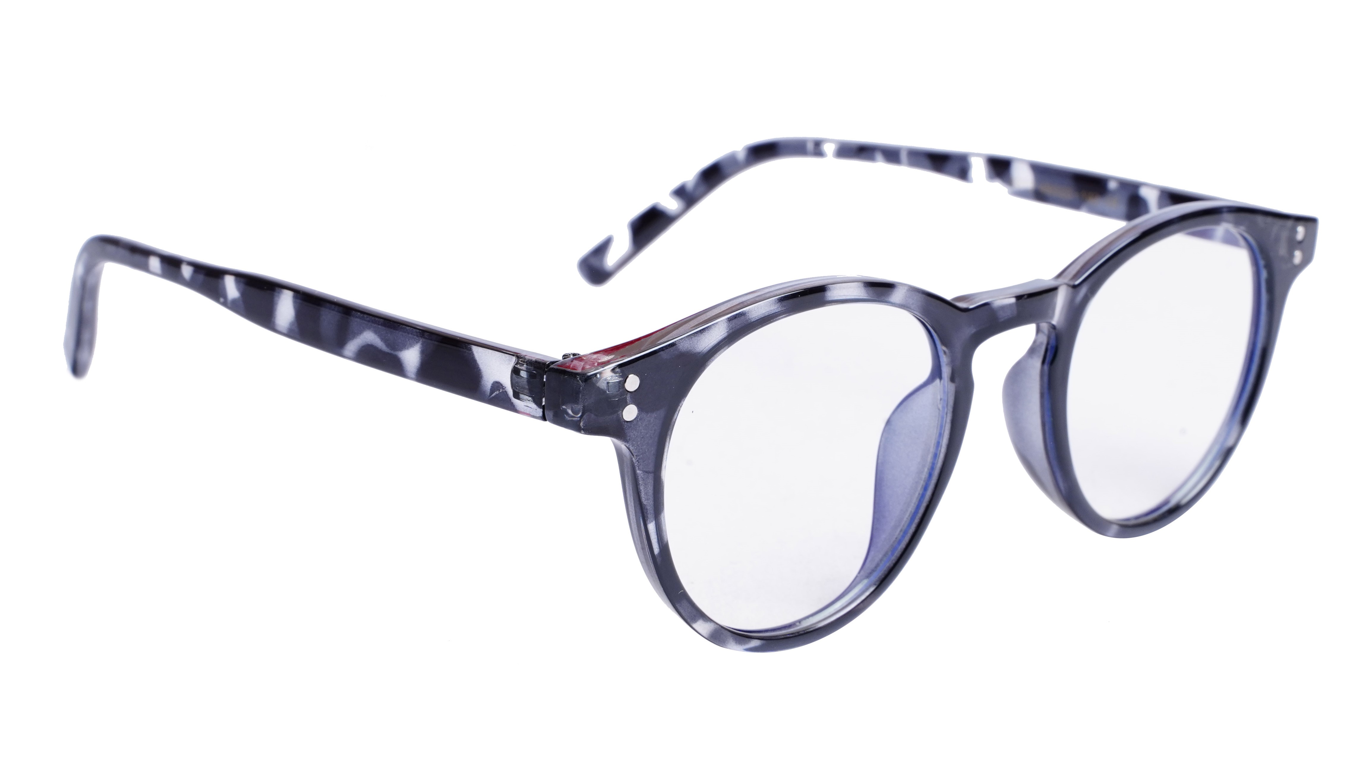 Soigné Unisex Medium Round Spectacle Frame.Black&Transparent