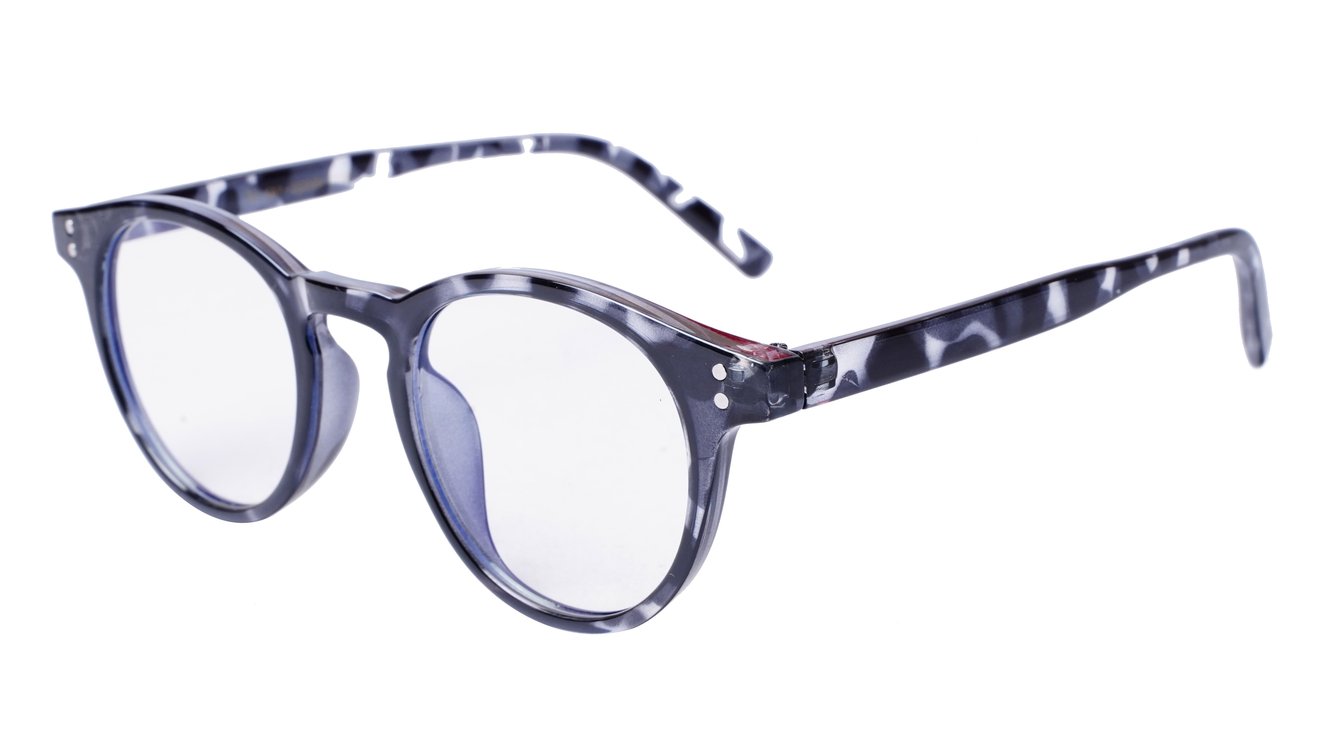 Soigné Unisex Medium Round Spectacle Frame.Black&Transparent