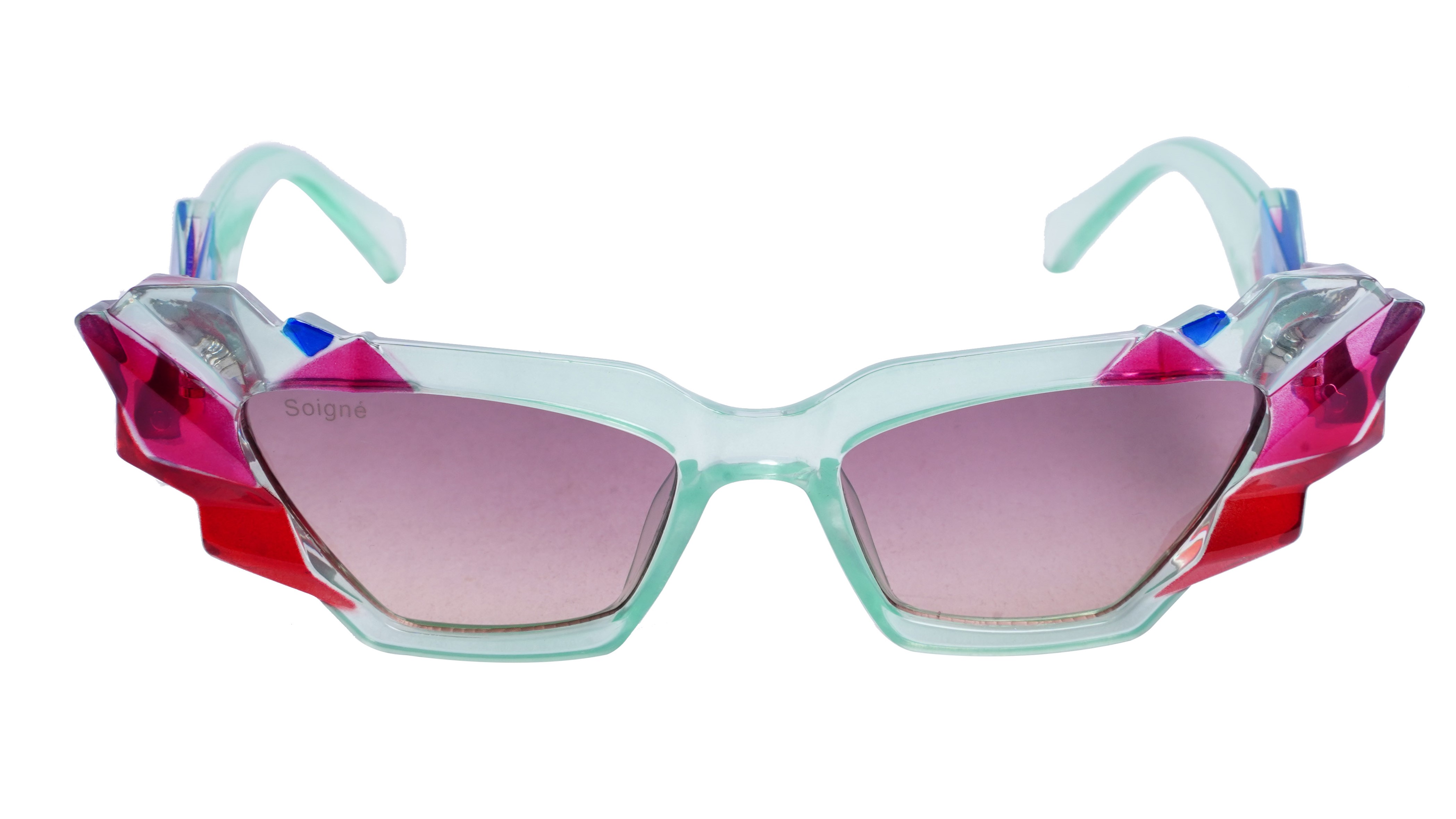 Soigné Kids Cateye Sunglasses.Light Green&Multicolor.(9-15)Y-Girl