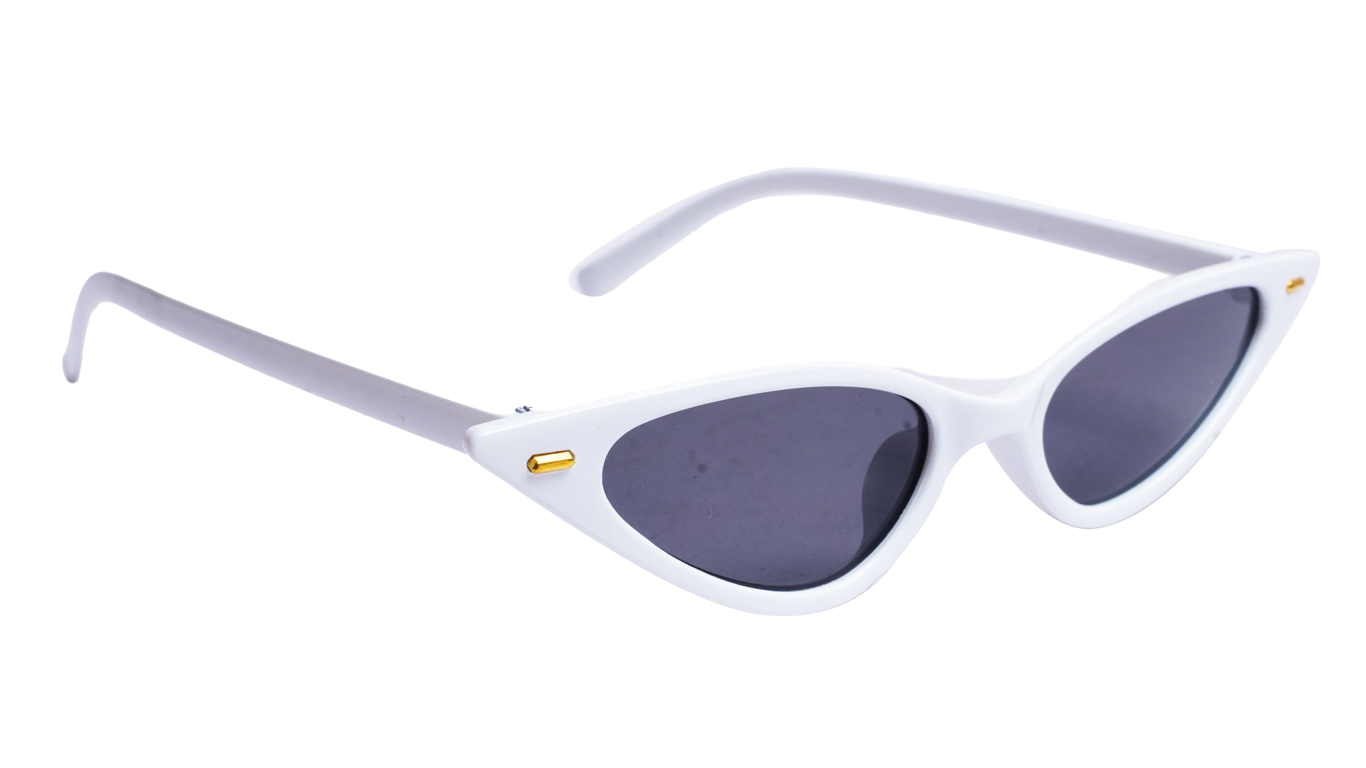 Soigné Female Small Cat Eye Sunglasses.White Frame with Sting Black