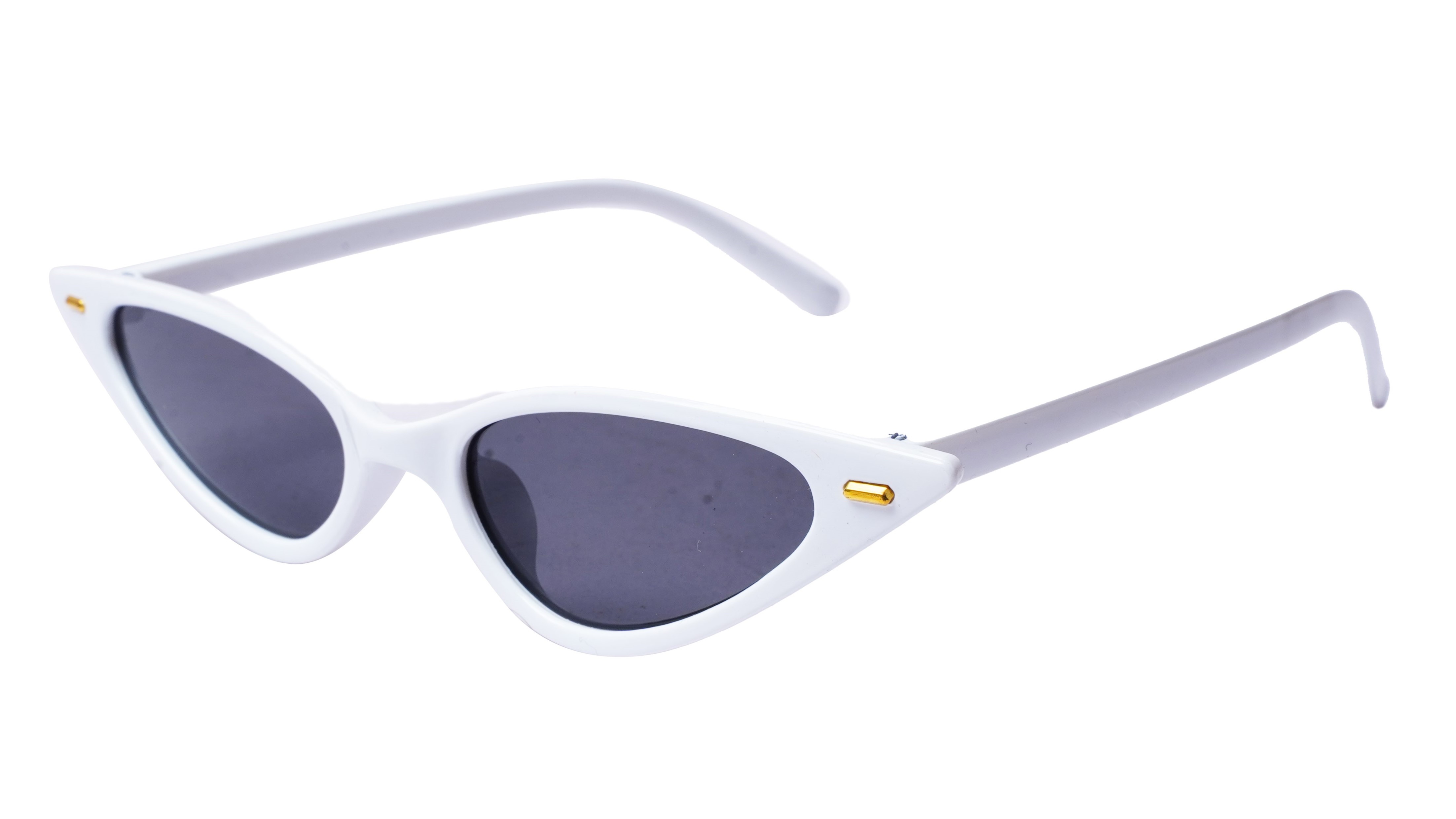Soigné Female Small Cat Eye Sunglasses.White Frame with Sting Black
