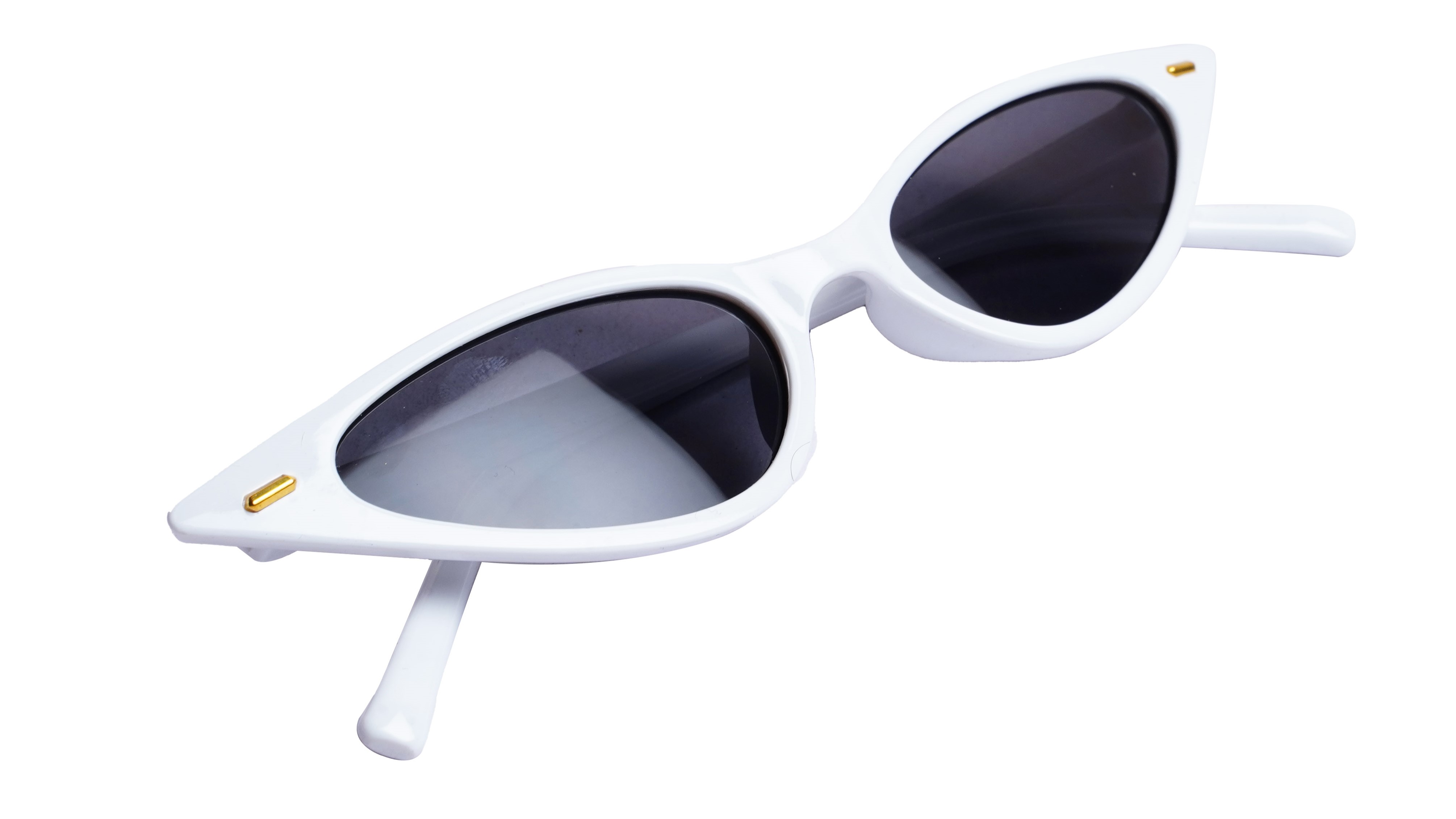 Soigné Female Small Cat Eye Sunglasses.White Frame