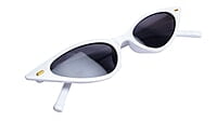 Soigné Female Small Cat Eye Sunglasses.White Frame with Sting Black Soigné Female Small Cat Eye Sunglasses.White Frame with Sting Black