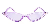 Soigné Female Small Cat Eye Sunglasses.See Through Purple Frame with String Black Soigné Female Small Cat Eye Sunglasses.See Through Purple Frame with String Black