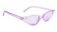 Soigné Female Small Cat Eye Sunglasses.See Through Purple Frame with String Black Soigné Female Small Cat Eye Sunglasses.See Through Purple Frame with String Black
