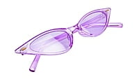 Soigné Female Small Cat Eye Sunglasses.See Through Purple Frame with String Black Soigné Female Small Cat Eye Sunglasses.See Through Purple Frame with String Black