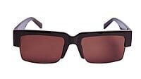 Soigné Female Large Half Rim Rectangular Sunglasses.Brown
