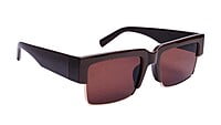 Soigné Female Large Half Rim Rectangular Sunglasses.Brown