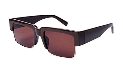 Soigné Female Large Half Rim Rectangular Sunglasses.Brown