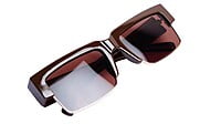 Soigné Female Large Half Rim Rectangular Sunglasses.Brown