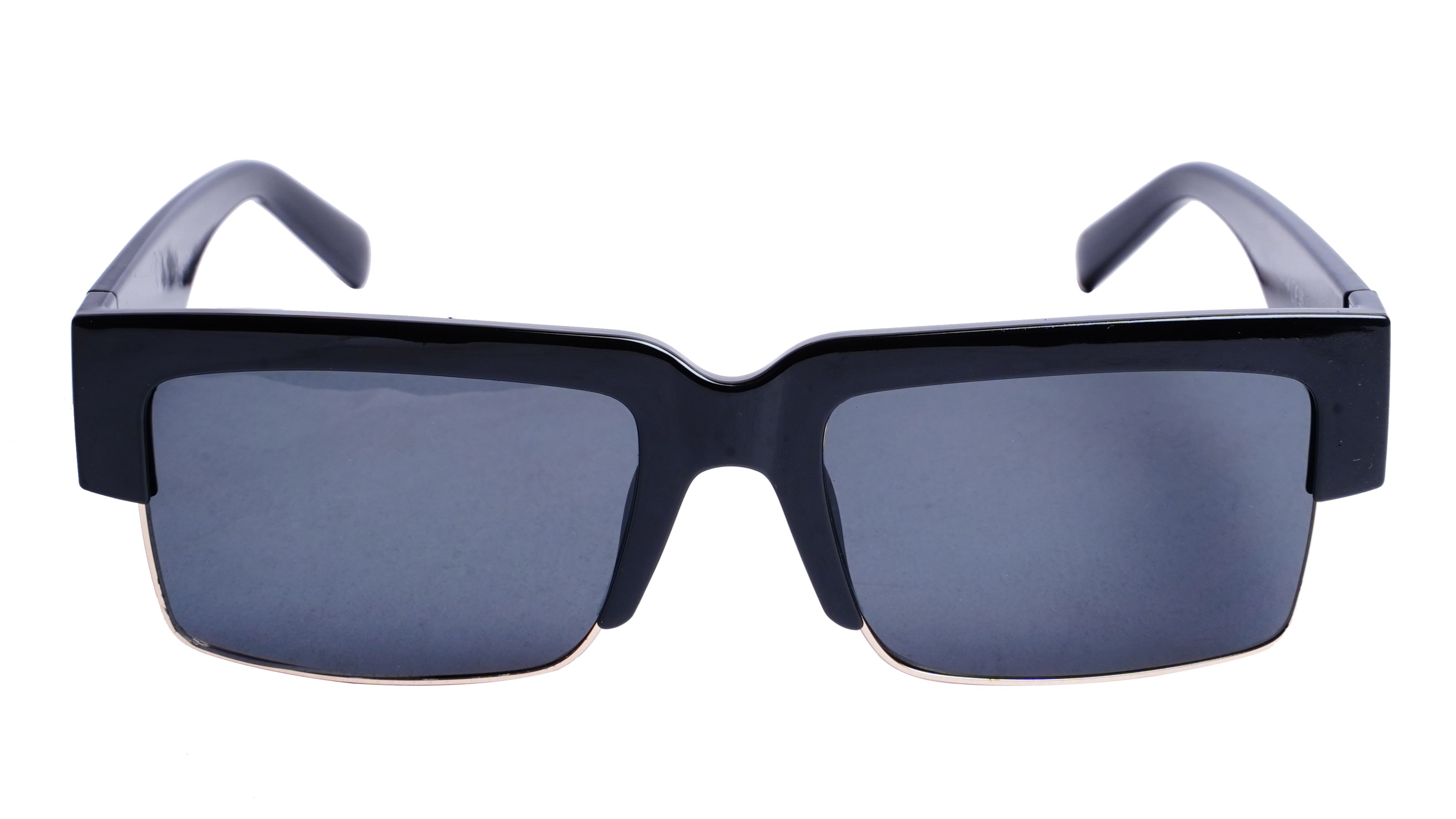 Soigné Female Large Half Rim Rectangular Sunglasses.Black