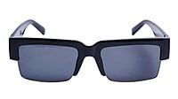 Soigné Female Large Half Rim Rectangular Sunglasses.Black