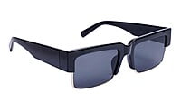 Soigné Female Large Half Rim Rectangular Sunglasses.Black