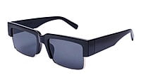 Soigné Female Large Half Rim Rectangular Sunglasses.Black