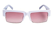 Soigné Female Large Half Rim Rectangular Sunglasses.White Rim